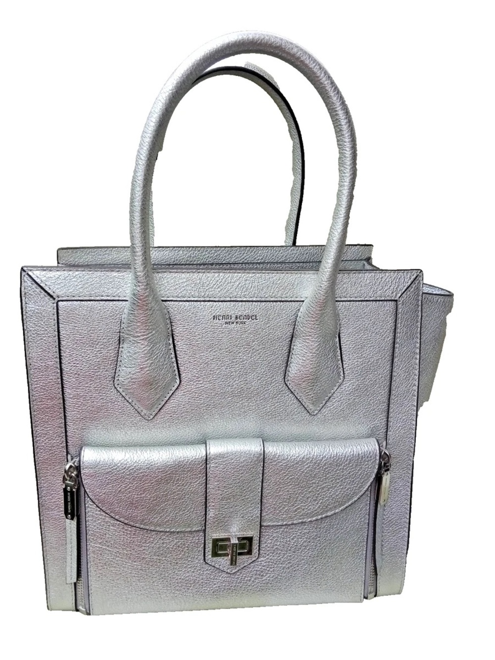 Henri Bendel Rivington 2-in-1 Leather Tote Metallic Silver NWOT - Picture 1 of 15